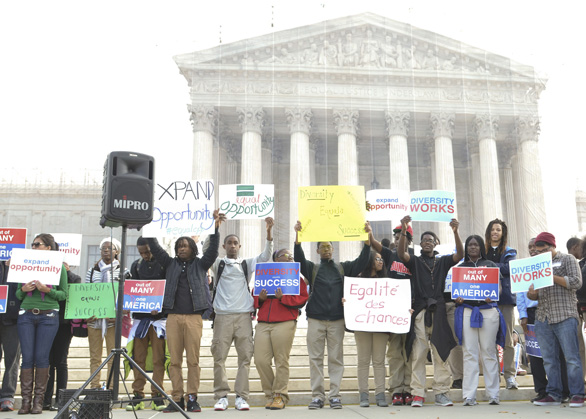 Students from Washington-area high schools and colleges attended the rally on the steps of the Supreme Court building on Wednesday, October 10.