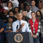 The day after his State of the Union President Obama takes his promise to fight for a hike in minimum wage on the road to a Costco in Lanham, Md., but some ask, will it happen? Photo/Mark Mahoney/Trice Edney News Wire