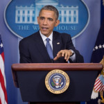 Closing a year-end press conference, President Obama lists strides he's made for Black America. Official White House Photo/Lawrence Jackson.