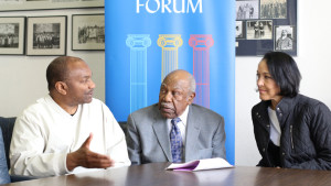 (L-R): Judge LeRoy McCullough, Judge Charles V. Johnson and Nancy Stephens discuss the progress and evolution of the Youth and  Law Forum. Now in its 25th year, the forum continues to educate community youth and their parents on the best ways to interact with law enforcement officers and help build better police/community relations.  Staff Photo/Chris B. Bennett.