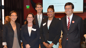Assistant Attorney General Colleen Melody, 2nd from left, will lead new the Wing Luke Civil Rights Unit. Pictured (L-R): Assistant Attorney General Marsha Chien, Melody, Deputy Attorney General Darwin Roberts, Legal Assistant Chamene Woods, Attorney General Bob Ferguson.