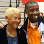 HistoryMaker Nikki Giovanni poses for photos with students as part of Back to School Day. Photo Courtesy of The HistoryMakers.