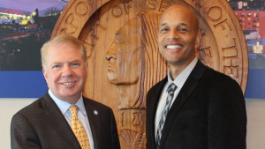 Seattle Mayor Ed Murray, left, and Dwane Chappelle, right.