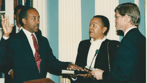 Gregory L. Johnson being sworn-in as the U.S. Ambassador to Swaziland.