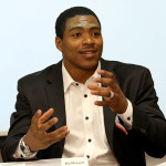 Seattle Seahawks' defensive back DeShawn Shead talks about his job shadowing experience at the Coca-Cola plant in Bellevue. Staff Photo/Chris B. Bennett.